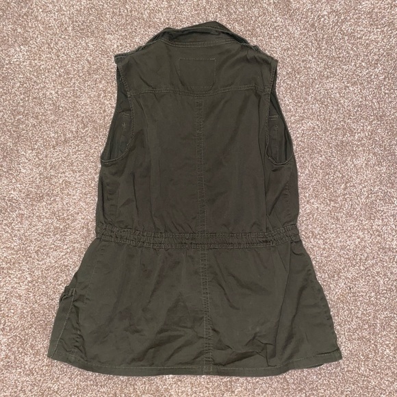 Olive green, throw over vest, longer with drawstrings at waist. - Picture 3 of 3